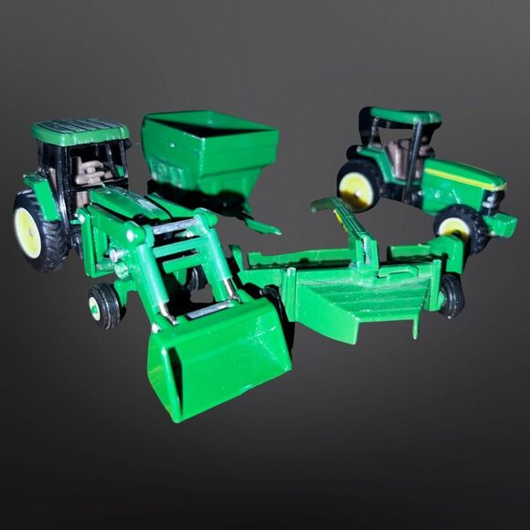 ERTL JOHN DEERE DIECAST Lawn Mower Tractor Tractor Cart & Tractor with Loader B6 - Picture 1 of 7